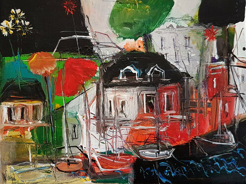 Centre-Bourg van Muriel Cayet, Schilderij te koop op Singulart