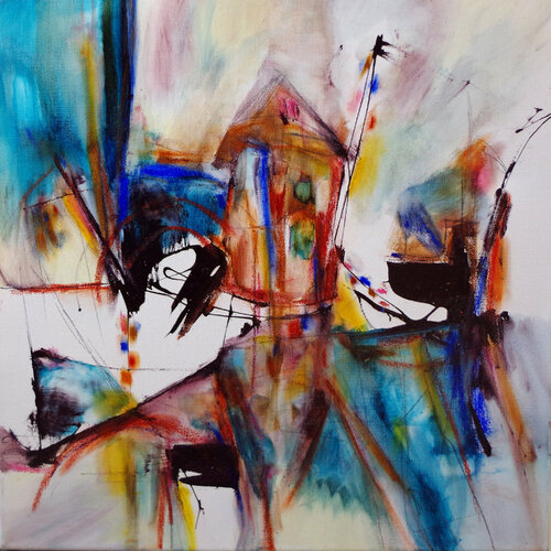 Porte des départs di Muriel Cayet, Pittura in vendita su Singulart