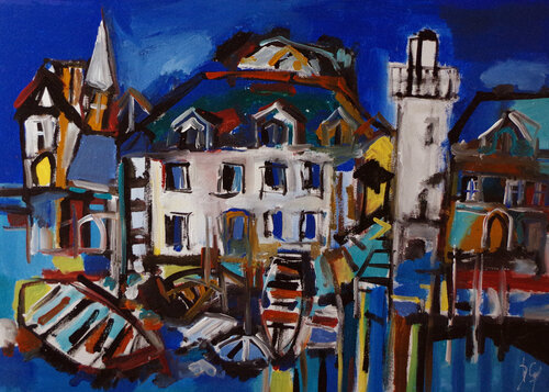 Marine en bleu by Muriel Cayet, Painting for Sale on Singulart