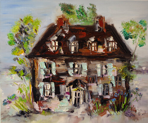 Les volets verts par Muriel Cayet, Peinture en vente sur Singulart