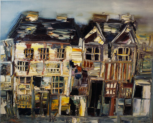 Les enseignes du village von Muriel Cayet, Malerei kaufen auf Singulart