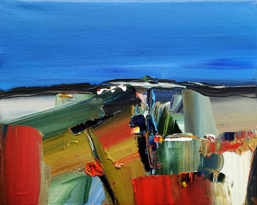 Paysage composé: côte au ciel bleu von Muriel Cayet, Malerei kaufen auf Singulart