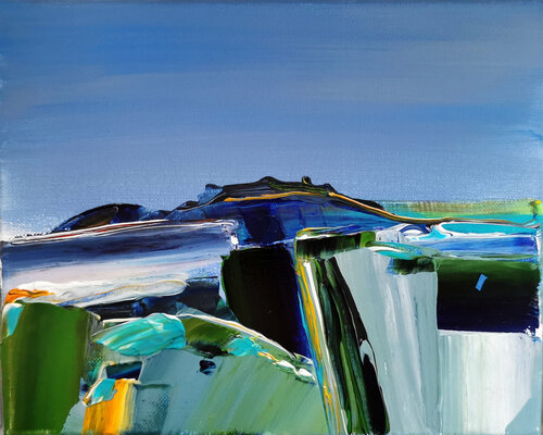 Paysage composé en bleu ciel von Muriel Cayet, Malerei kaufen auf Singulart