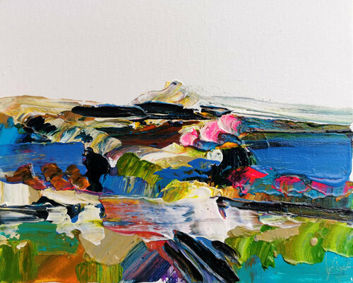 Paysage composé: ciel blanc à la vague von Muriel Cayet, Malerei kaufen auf Singulart