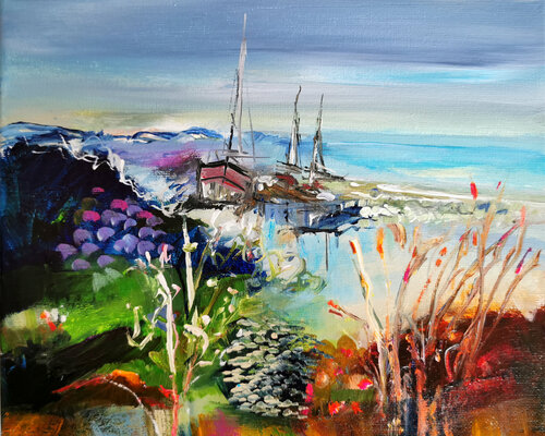 Accorder le temps à ses escales von Muriel Cayet, Malerei kaufen auf Singulart