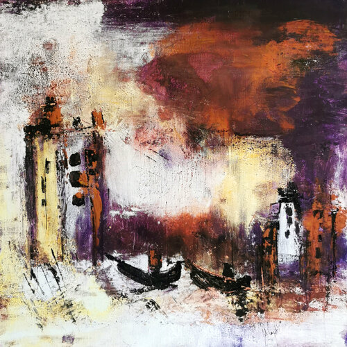 Le soir des vieux grééments di Muriel Cayet, Pittura in vendita su Singulart