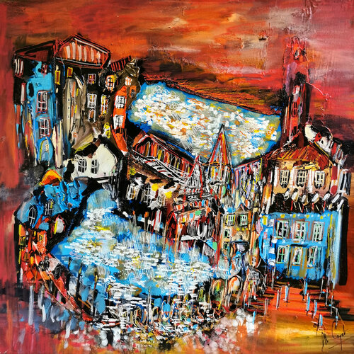 Le village des racines von Muriel Cayet, Malerei kaufen auf Singulart