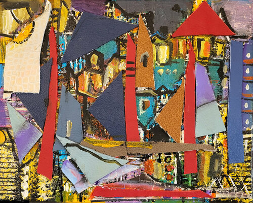 Les maisons du regard van Muriel Cayet, Schilderij te koop op Singulart