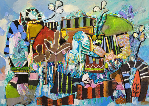 La jardin merveilleux des Moutiers van Muriel Cayet, Schilderij te koop op Singulart
