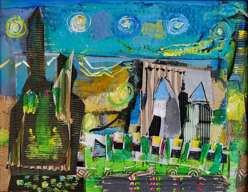 Vincent et Paul sous la nuit étoilée van Muriel Cayet, Schilderij te koop op Singulart
