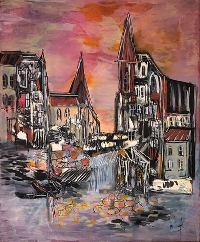 Rose est la ville von Muriel Cayet, Malerei kaufen auf Singulart