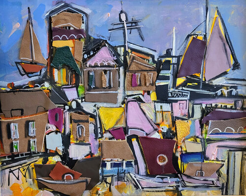 Quai de l'affluence di Muriel Cayet, Pittura in vendita su Singulart