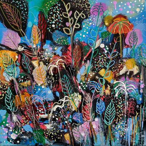 Jardin de nuit au bord de mer von Muriel Cayet, Malerei kaufen auf Singulart