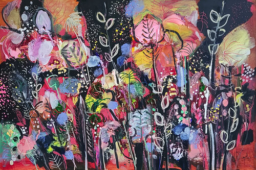 Jardin musical en rose et rouge Muriel Cayet