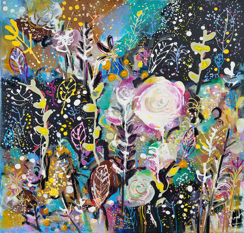 Rambling roses di Muriel Cayet, Pittura in vendita su Singulart