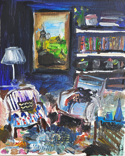 La bibliothèque bleue de Muriel Cayet, Pintura a la venta en Singulart