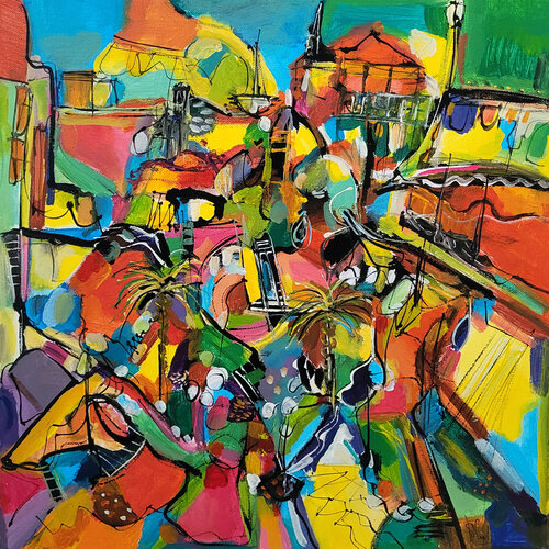 Promenade Arlequin di Muriel Cayet, Pittura in vendita su Singulart