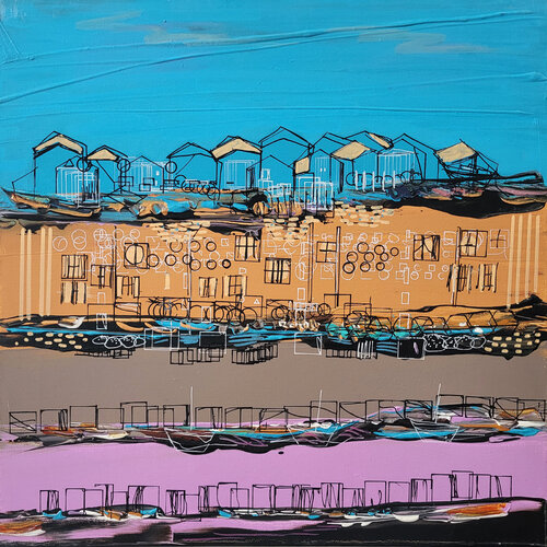 Un ruban de nuages bleus van Muriel Cayet, Schilderij te koop op Singulart