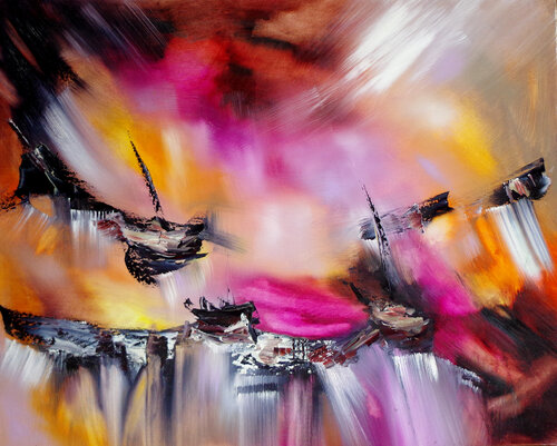 Dancing pink boats von Muriel Cayet, Malerei kaufen auf Singulart