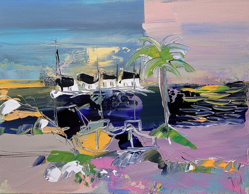 L'azur rose comme par miracle sous la pluie sans ombre van Muriel Cayet, Schilderij te koop op Singulart