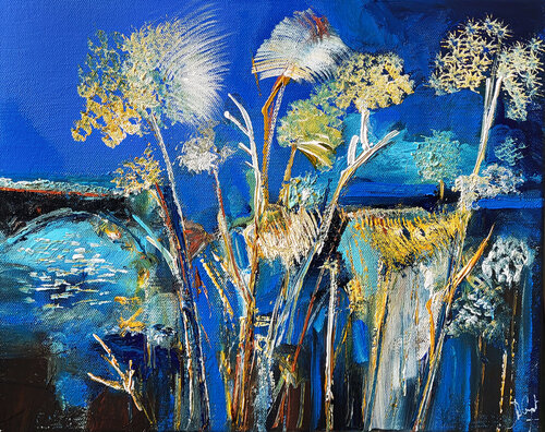 Le pont bleu di Muriel Cayet, Pittura in vendita su Singulart