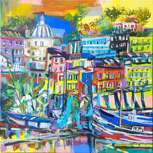 L'autre petit port di Muriel Cayet, Pittura in vendita su Singulart