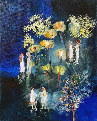 Les retrouvailles di Muriel Cayet, Pittura in vendita su Singulart