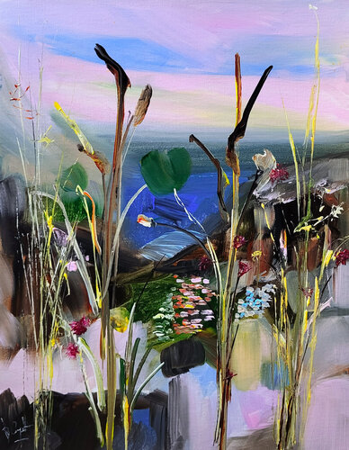 Petits mystères d'étang di Muriel Cayet, Pittura in vendita su Singulart