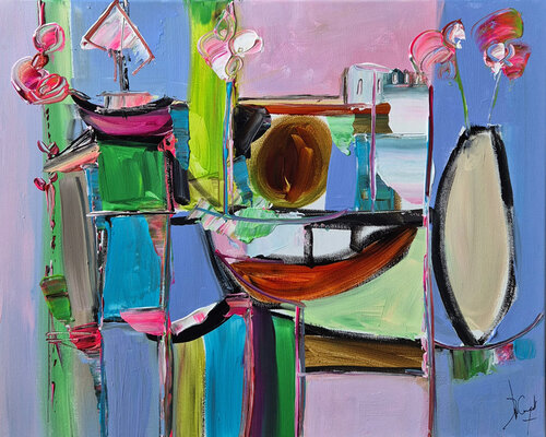 Still life landscape with boats von Muriel Cayet, Malerei kaufen auf Singulart