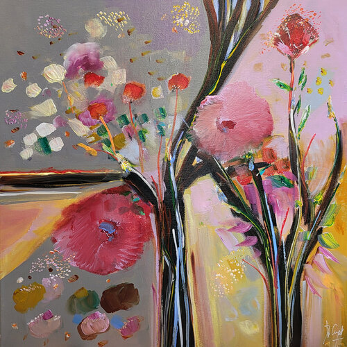 La Roseraie au printemps di Muriel Cayet, Pittura in vendita su Singulart