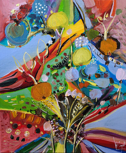 Bouquet d'été aux fruits von Muriel Cayet, Malerei kaufen auf Singulart