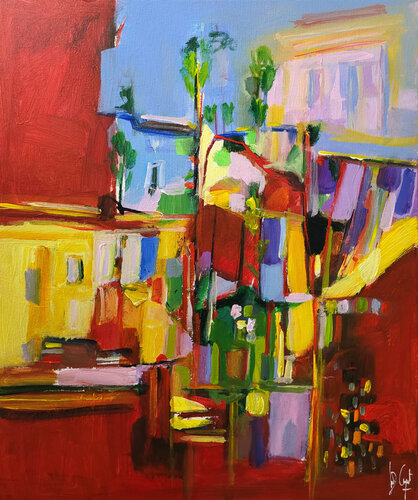 Le quartier aux couleurs von Muriel Cayet, Malerei kaufen auf Singulart