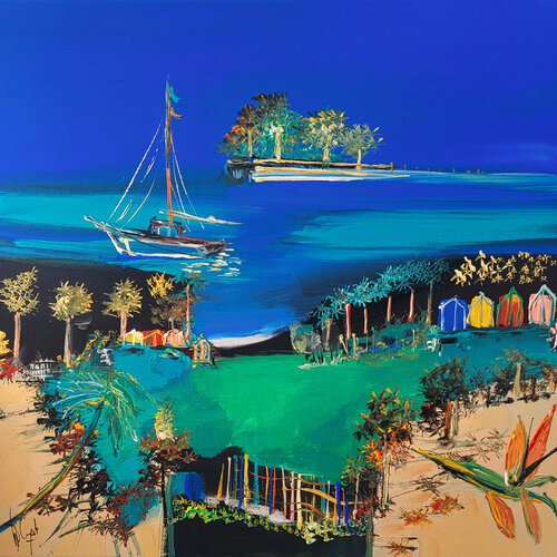 Pendant le temps du monde van Muriel Cayet, Schilderij te koop op Singulart