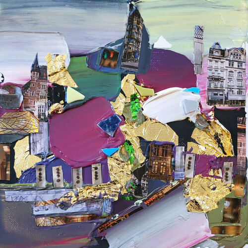 Bruxelles puzzle - Haïku I van Muriel Cayet, Schilderij te koop op Singulart