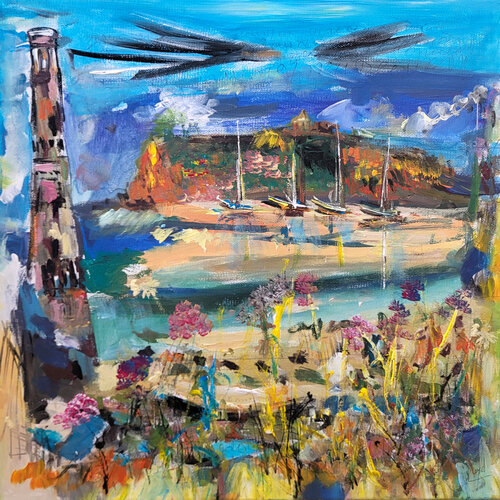 En zigzag dans le ciel - En exclusivité sur SINGULART di Muriel Cayet, Pittura in vendita su Singulart