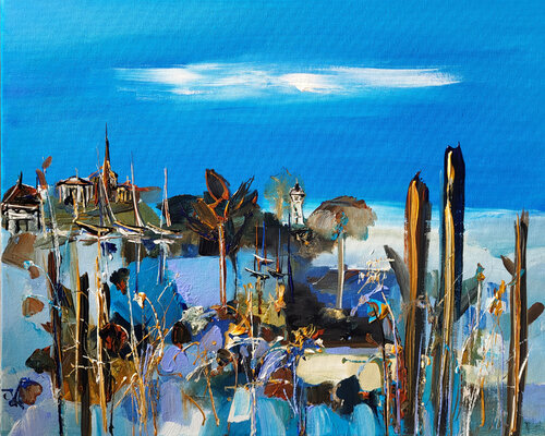 Un parfum bleu en fermant les yeux di Muriel Cayet, Pittura in vendita su Singulart