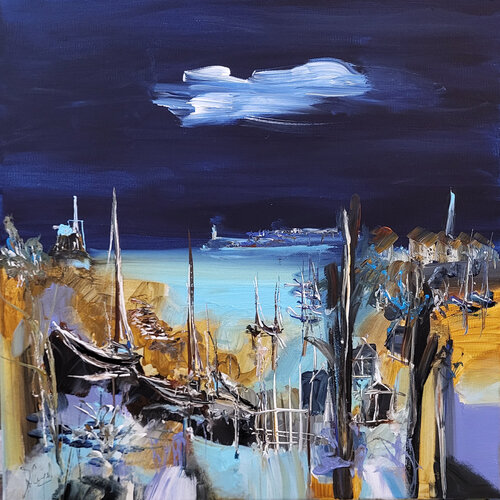 Bleu nuit de Bréhec van Muriel Cayet, Schilderij te koop op Singulart