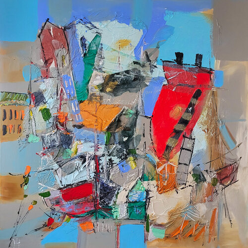 Un voyage en papier-couleur van Muriel Cayet, Schilderij te koop op Singulart
