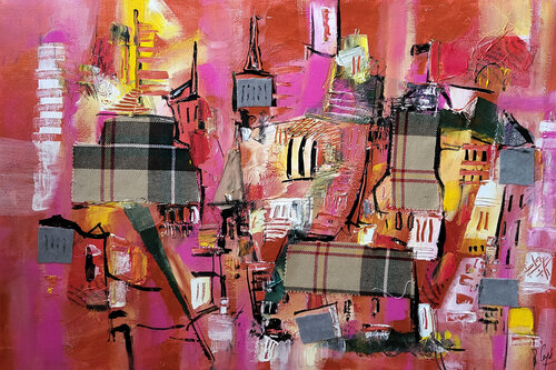 Pink Edimbourg by Muriel Cayet, Painting for Sale on Singulart