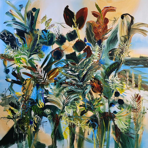 Aux origines du vert tendre van Muriel Cayet, Schilderij te koop op Singulart