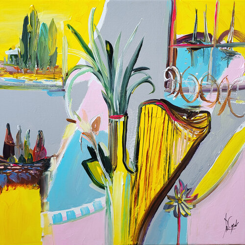 Harpe d'enfance di Muriel Cayet, Pittura in vendita su Singulart