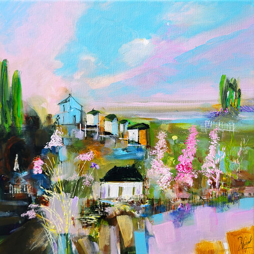 La gare bleue di Muriel Cayet, Pittura in vendita su Singulart