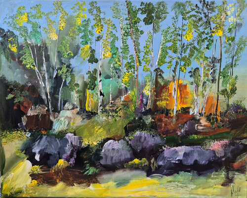 Une scène nourrie de l'enfance van Muriel Cayet, Schilderij te koop op Singulart