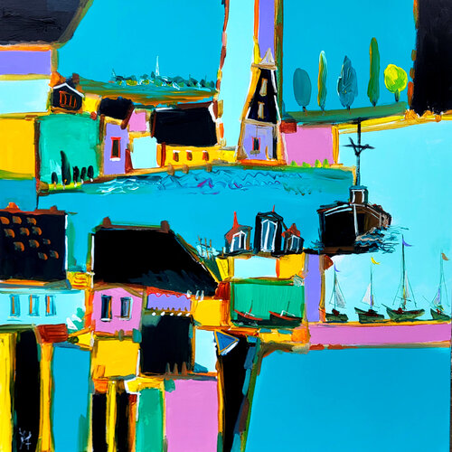 A l'image des routes maritimes van Muriel Cayet, Schilderij te koop op Singulart