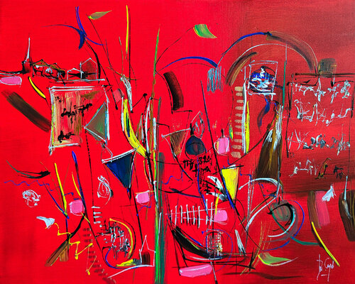 Une myriade de symboles et d'idées van Muriel Cayet, Schilderij te koop op Singulart