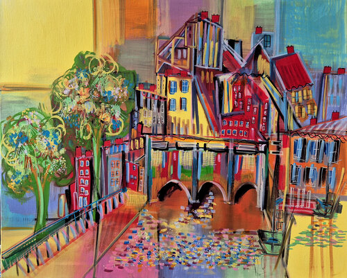 Les grands moulins de Pantin par Muriel Cayet, Peinture en vente sur Singulart