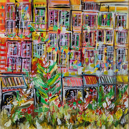 Salon de thé à Portofino by Muriel Cayet, Painting for Sale on Singulart