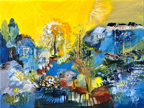 Le pays du temps mis de côté van Muriel Cayet, Schilderij te koop op Singulart