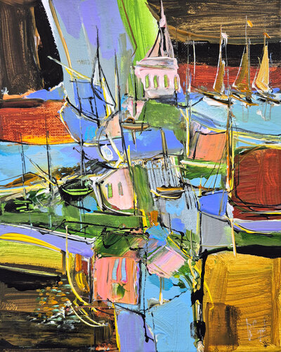 Les jours s'inscrivent en bleu  / En exclusivité sur Singulart van Muriel Cayet, Schilderij te koop op Singulart