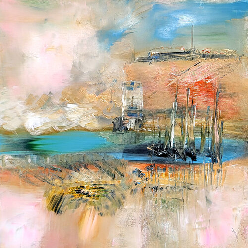 La mer aux couleurs de la terre van Muriel Cayet, Schilderij te koop op Singulart